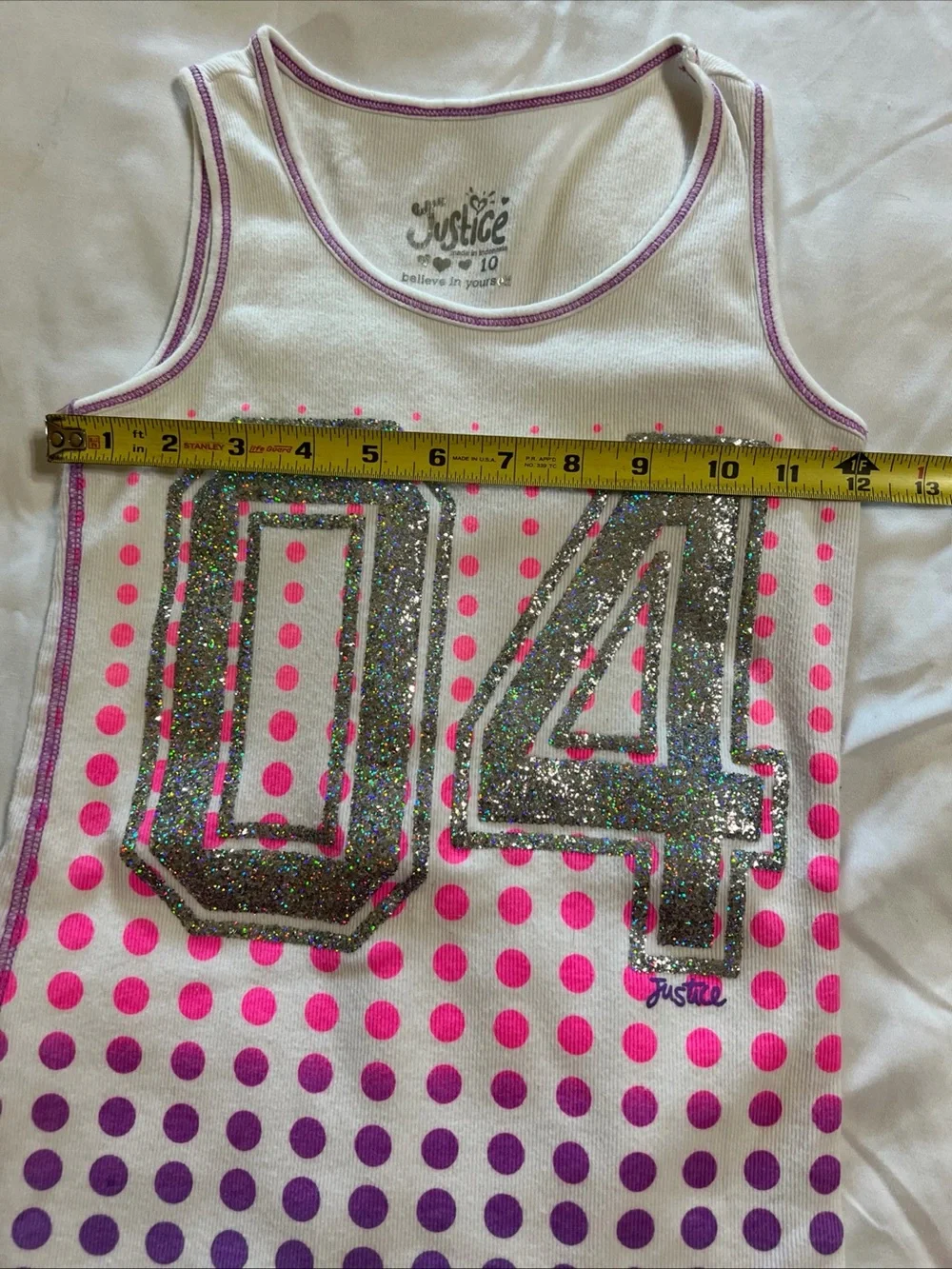 Justice Purple Tie-Dye Tank Top with Colorful Sunglasses Graphic